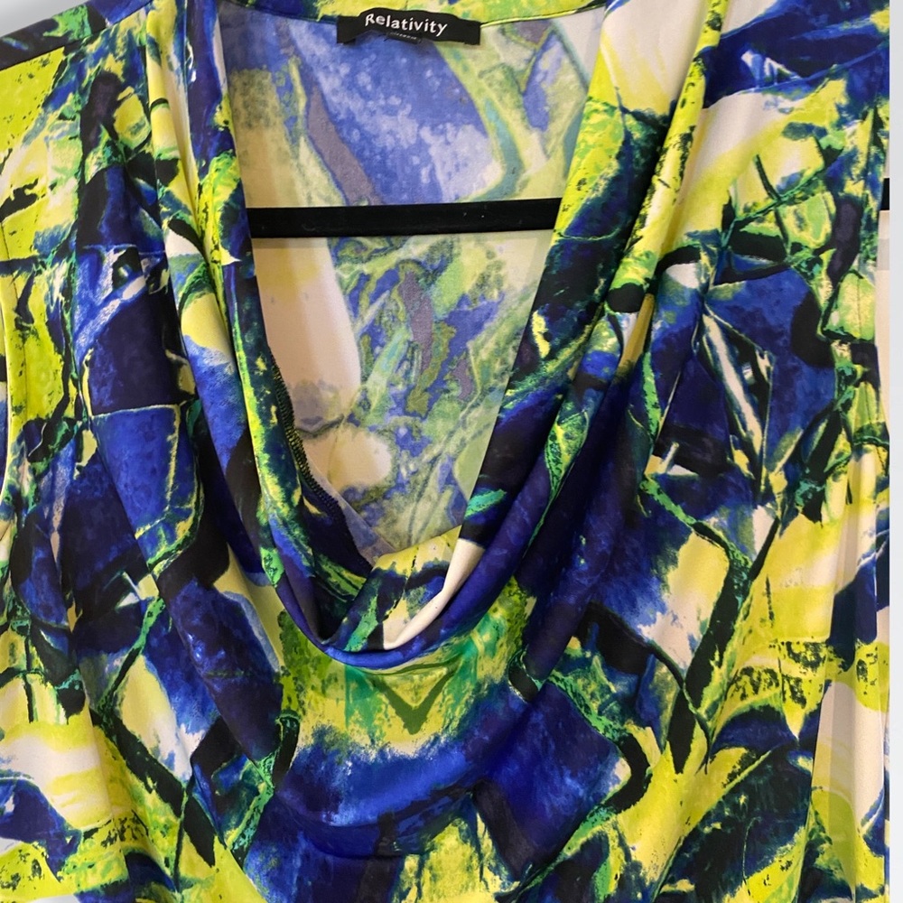 Relativity, brightly colored, cows neck, sleeveless blouse - Picture 3 of 4